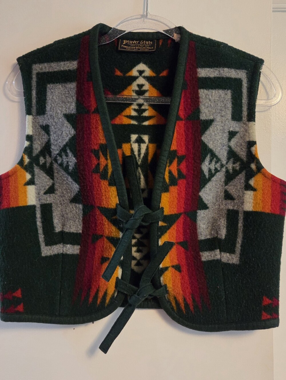 PENDLETON BEAVER STATE Vintage Wool Blanket Vest Made In Usa Small/Medium